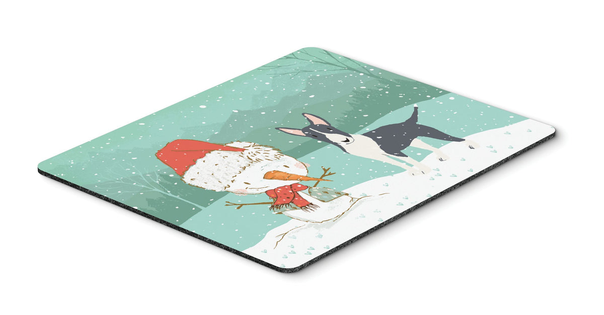 Black Bull Terrier Snowman Christmas Mouse Pad, Hot Pad or Trivet CK2055MP by Caroline&#39;s Treasures
