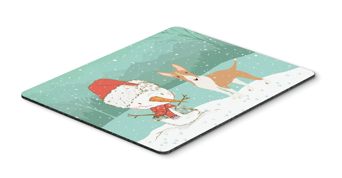 Fawn Bull Terrier Snowman Christmas Mouse Pad, Hot Pad or Trivet CK2056MP by Caroline&#39;s Treasures