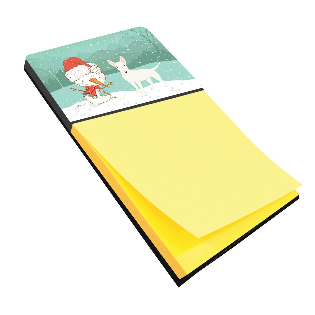 White Bull Terrier Snowman Christmas Sticky Note Holder CK2058SN by Caroline&#39;s Treasures