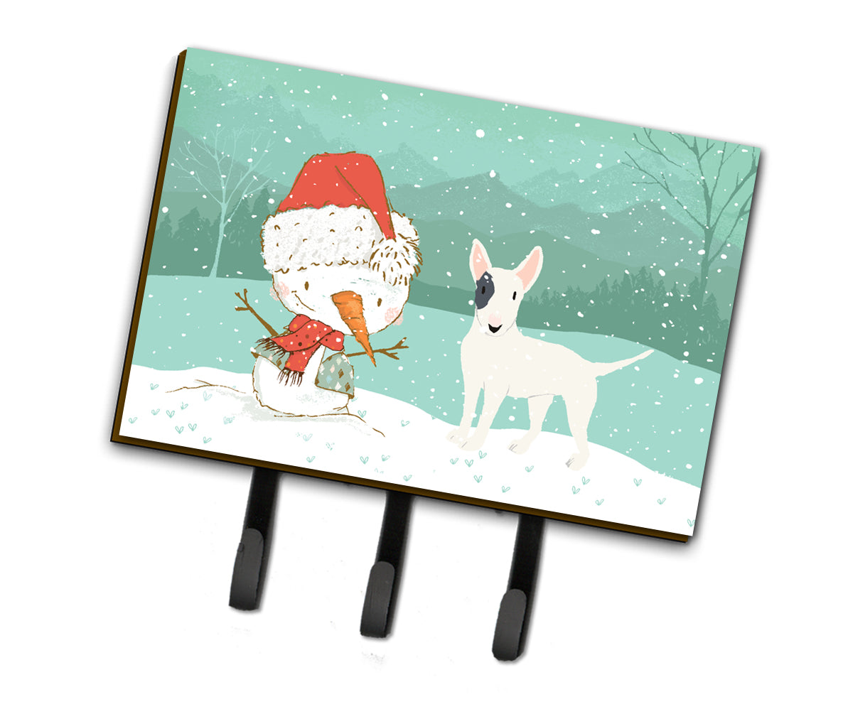 White Spot Bull Terrier Snowman Christmas Leash or Key Holder CK2059TH68