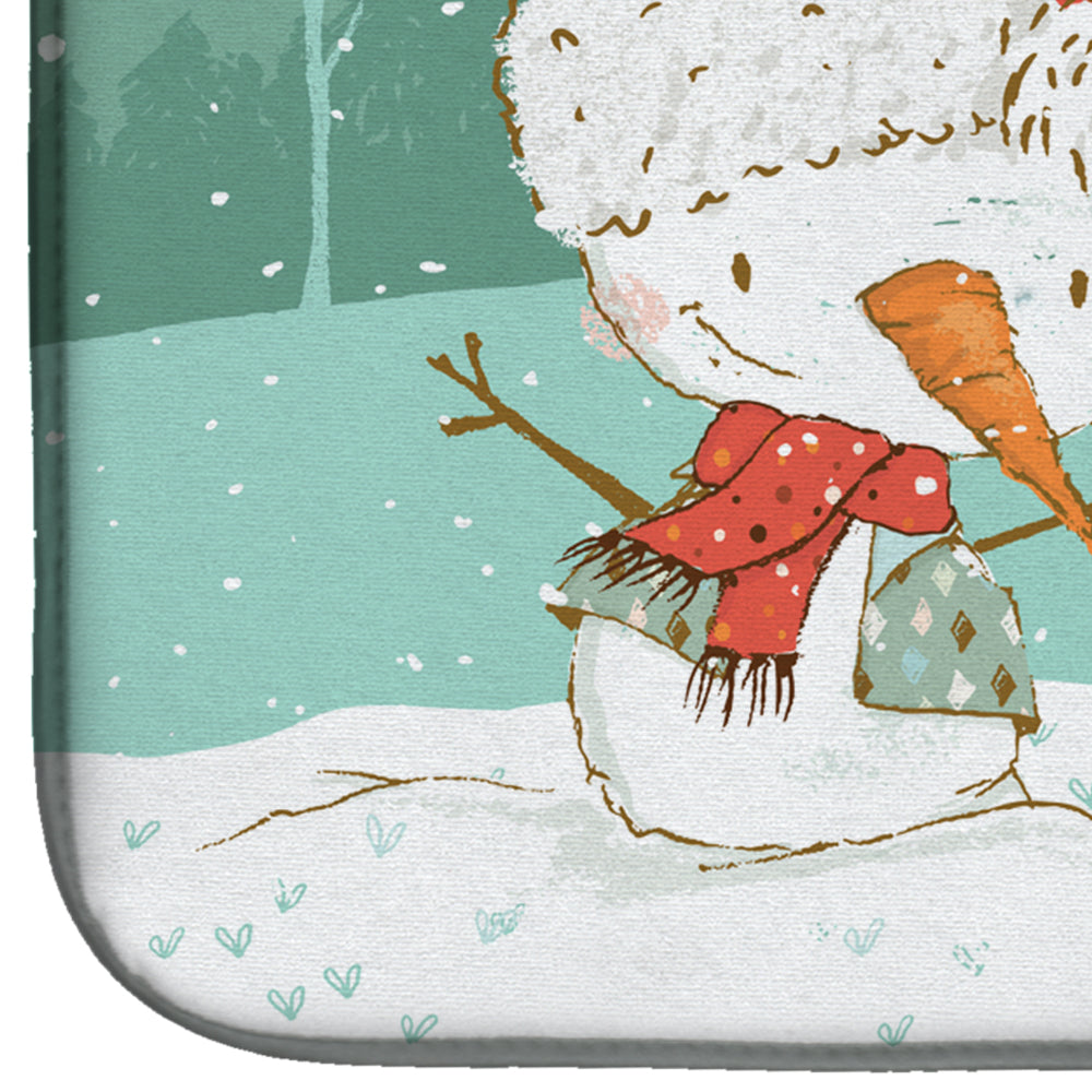 Tricolor Pembroke Corgi Snowman Christmas Dish Drying Mat CK2061DDM