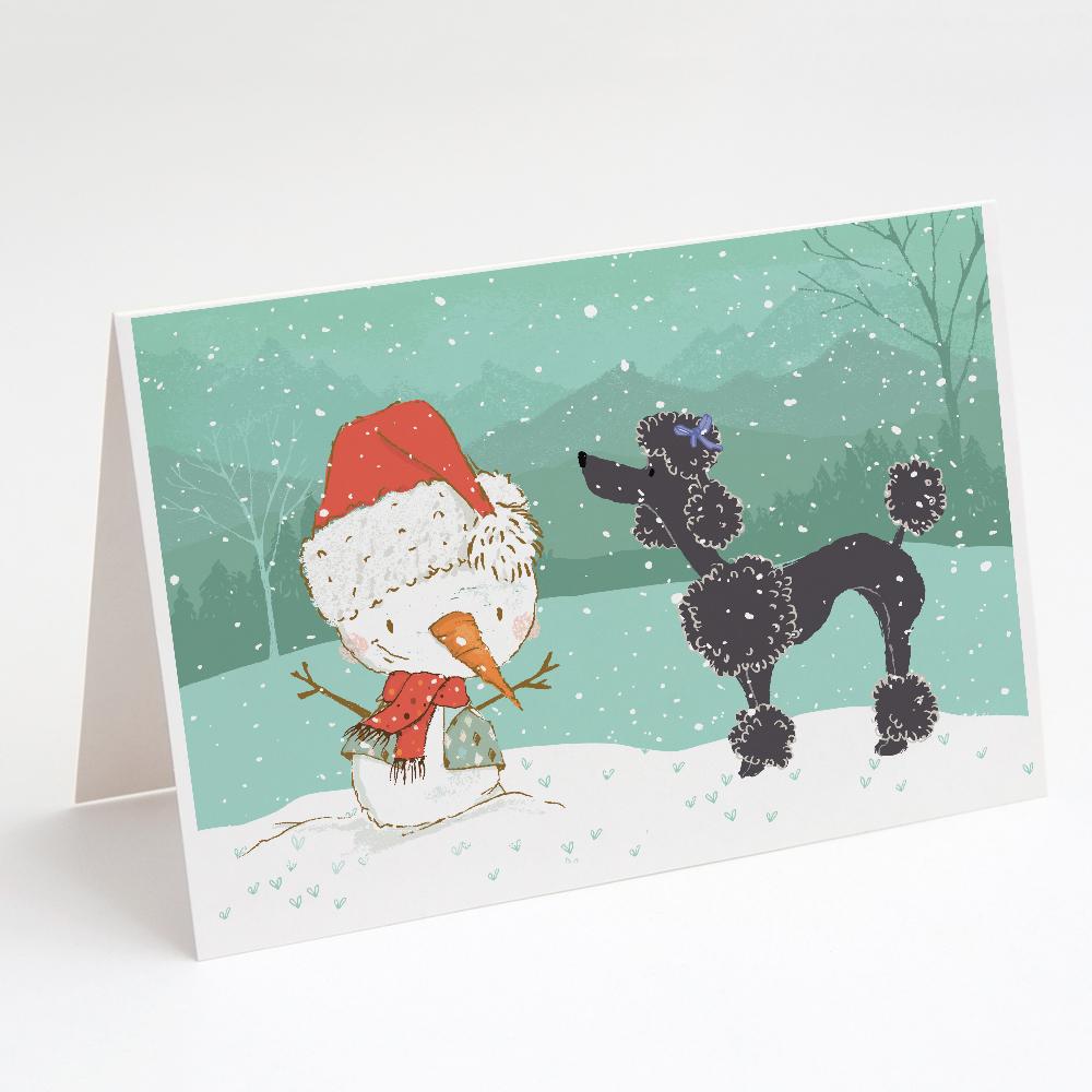 Buy this Black Poodle Snowman Christmas Greeting Cards and Envelopes Pack of 8