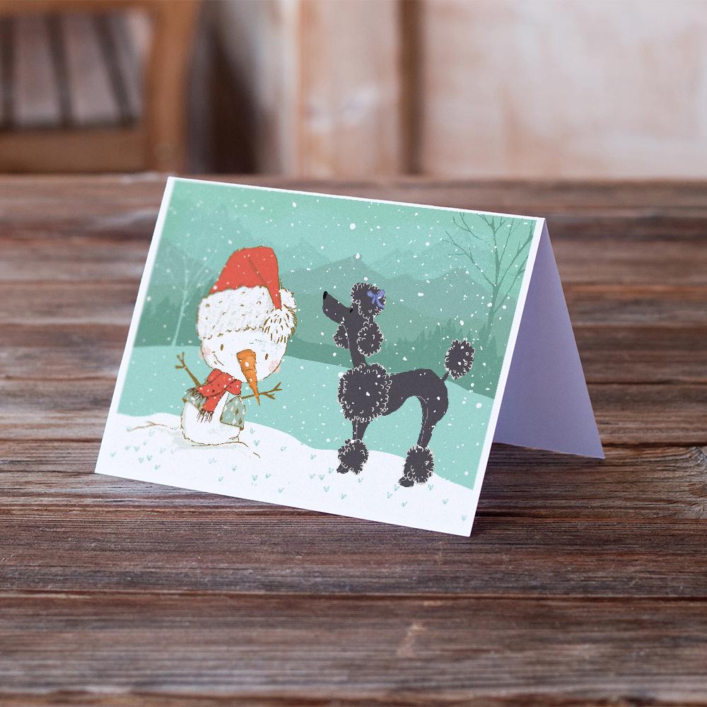 Buy this Black Poodle Snowman Christmas Greeting Cards and Envelopes Pack of 8