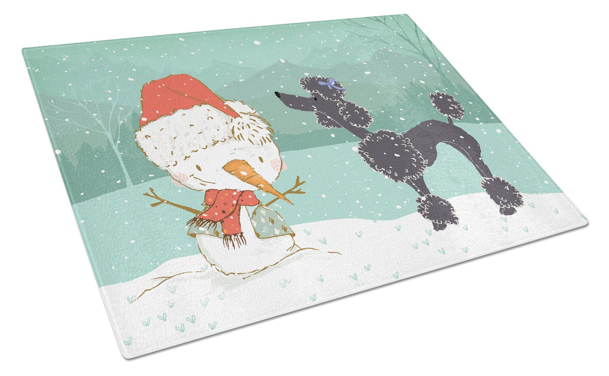 Black Poodle Snowman Christmas Glass Cutting Board Large CK2064LCB by Caroline&#39;s Treasures