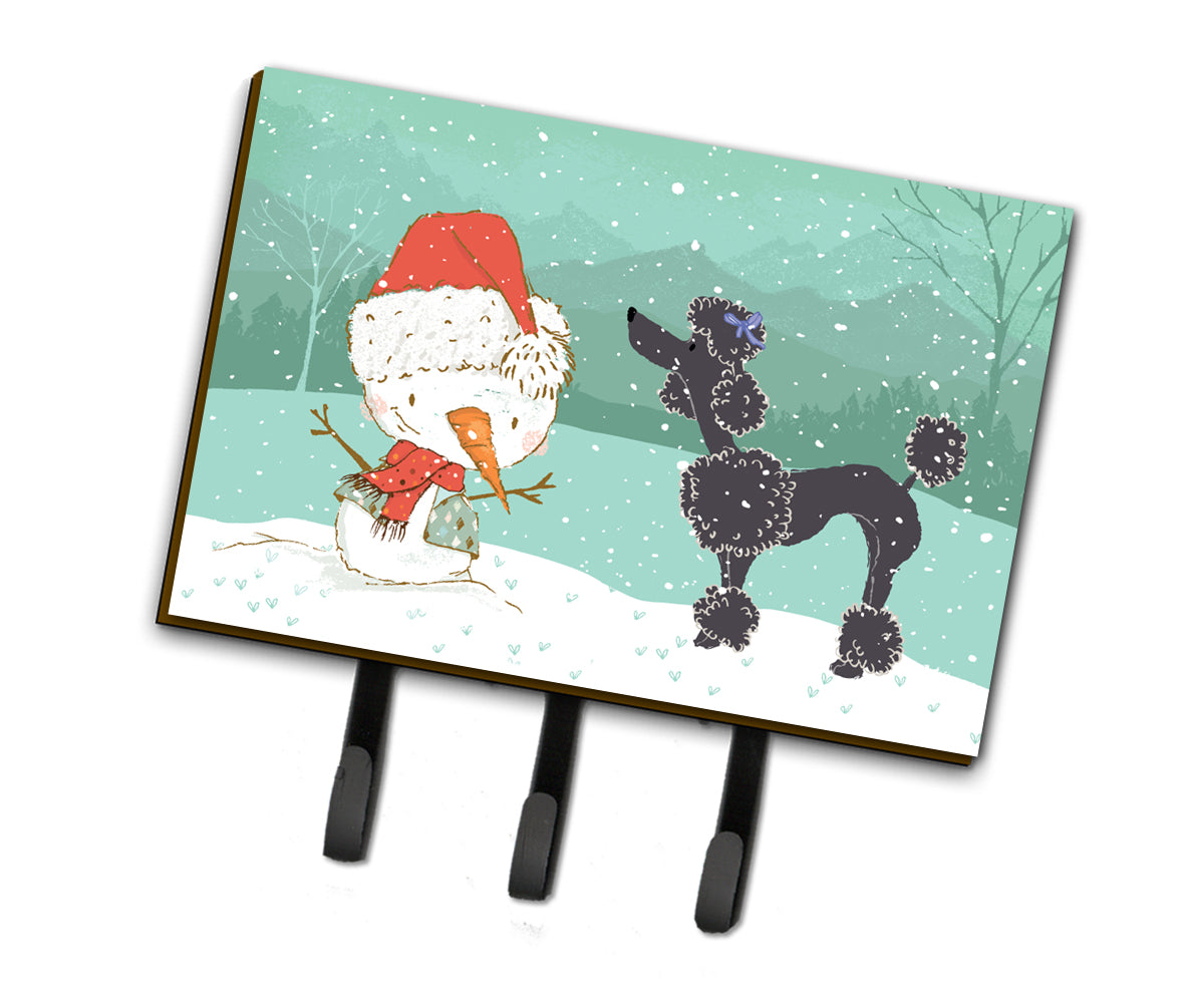 Black Poodle Snowman Christmas Leash or Key Holder CK2064TH68