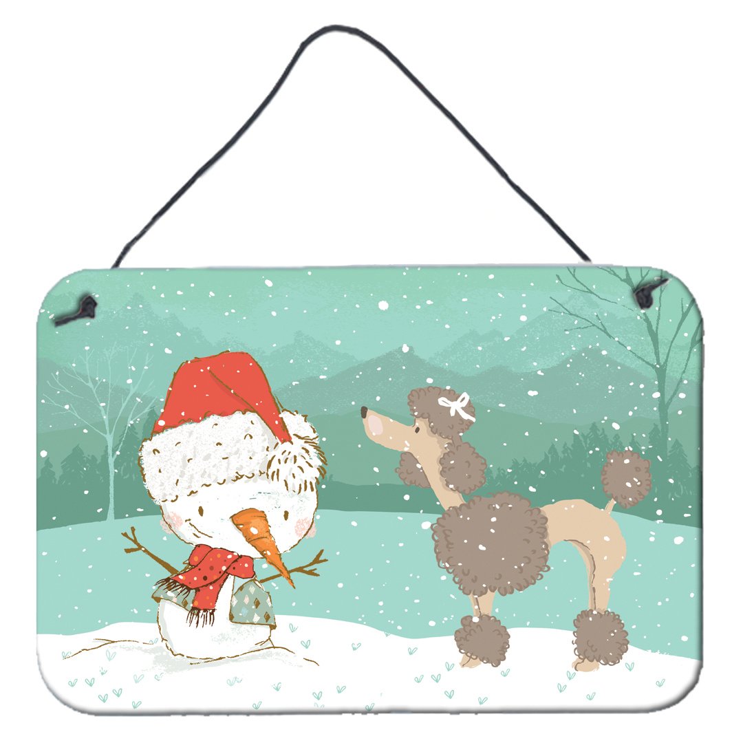 Chocolate Poodle Snowman Christmas Wall or Door Hanging Prints CK2065DS812 by Caroline&#39;s Treasures