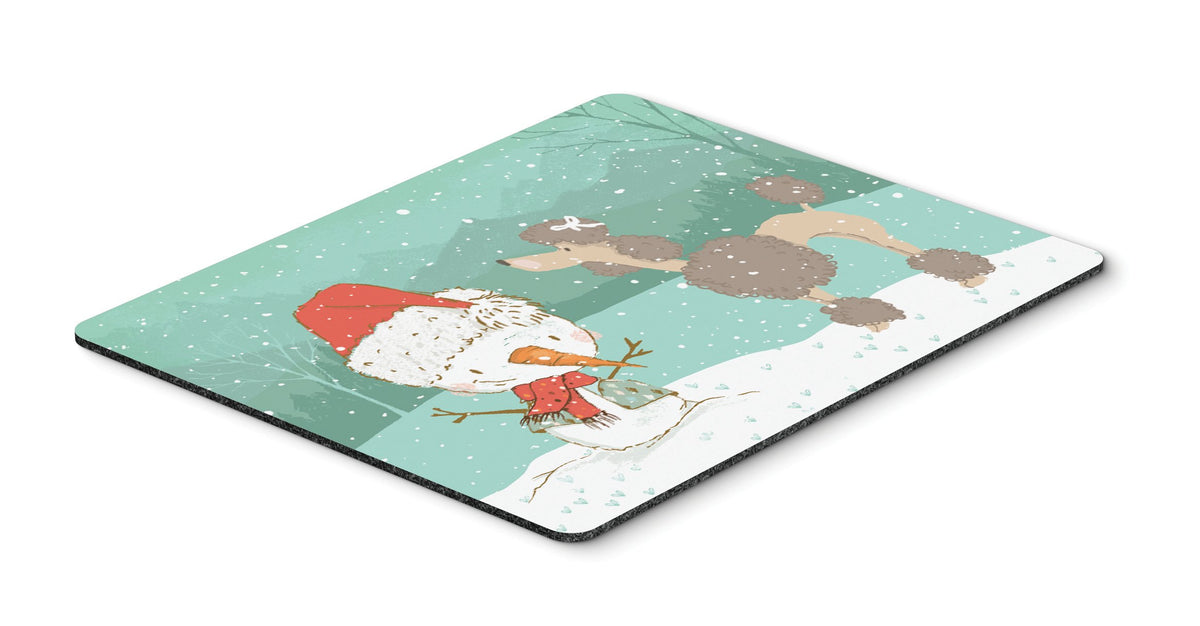 Chocolate Poodle Snowman Christmas Mouse Pad, Hot Pad or Trivet CK2065MP by Caroline&#39;s Treasures