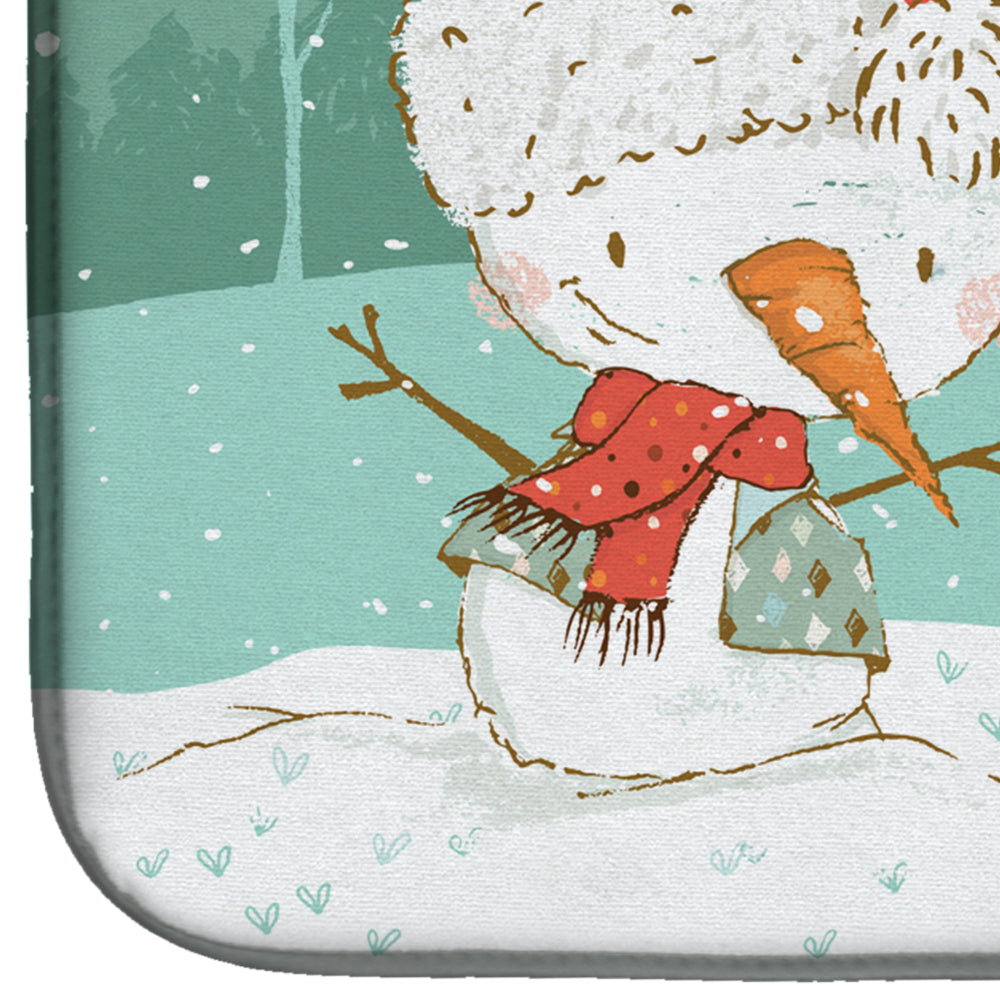 Pink Poodle Snowman Christmas Dish Drying Mat CK2066DDM  the-store.com.