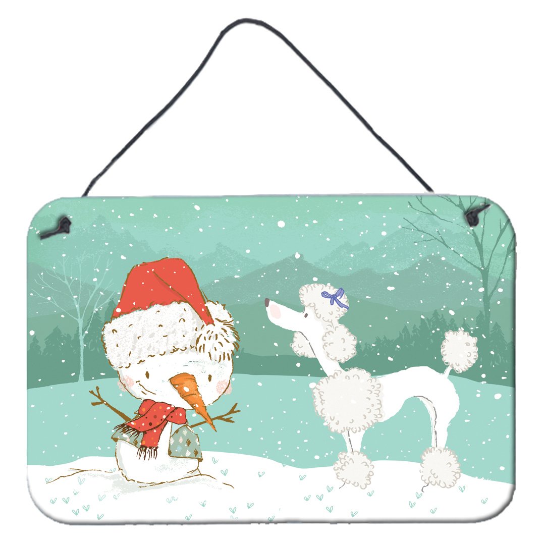 White Poodle Snowman Christmas Wall or Door Hanging Prints CK2067DS812 by Caroline&#39;s Treasures