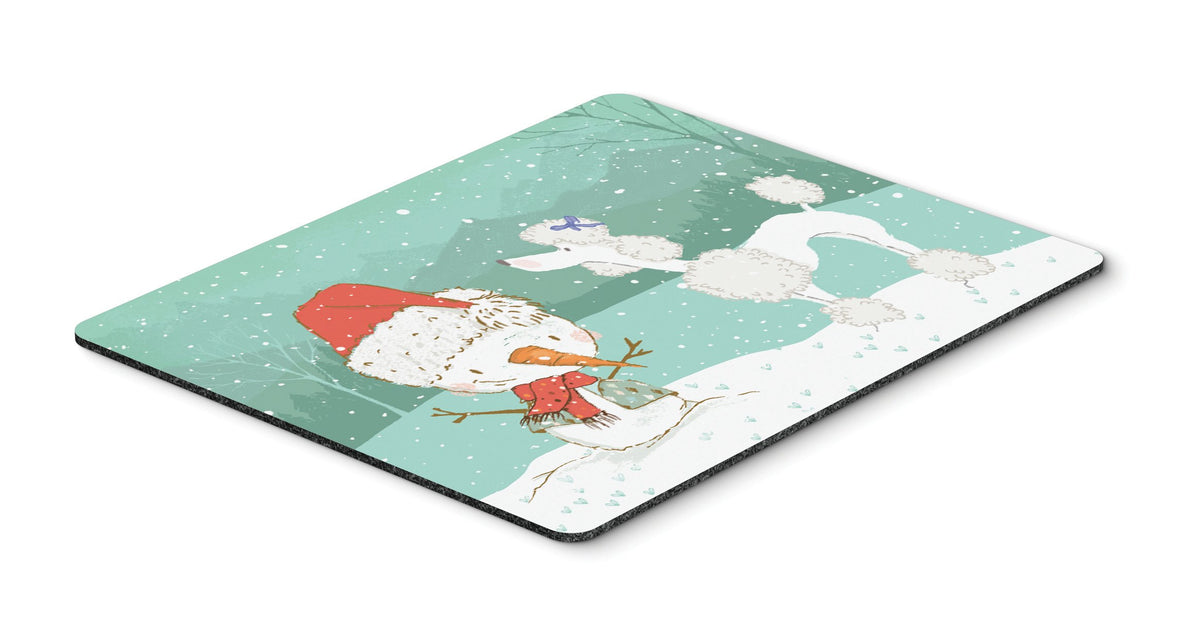 White Poodle Snowman Christmas Mouse Pad, Hot Pad or Trivet CK2067MP by Caroline&#39;s Treasures