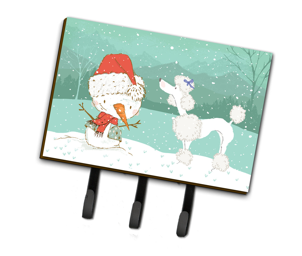 White Poodle Snowman Christmas Leash or Key Holder CK2067TH68  the-store.com.