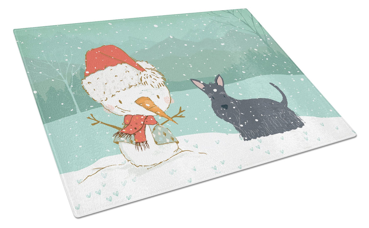 Scottish Terrier Snowman Christmas Glass Cutting Board Large CK2068LCB by Caroline&#39;s Treasures