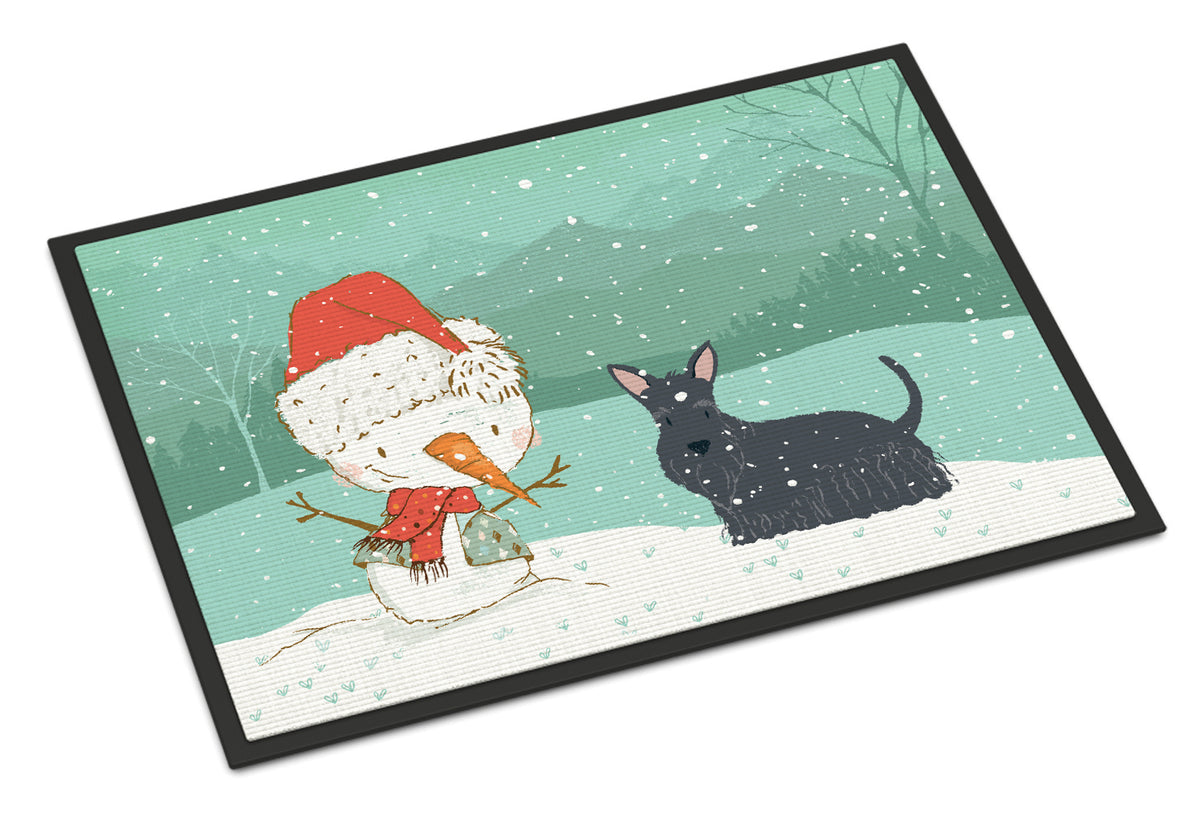 Scottish Terrier Snowman Christmas Indoor or Outdoor Mat 18x27 CK2068MAT - the-store.com
