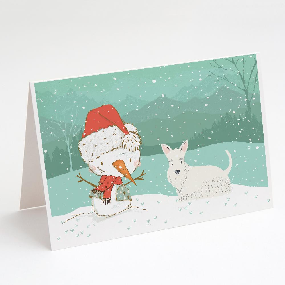 Buy this Wheaten Scottish Terrier Snowman Christmas Greeting Cards and Envelopes Pack of 8