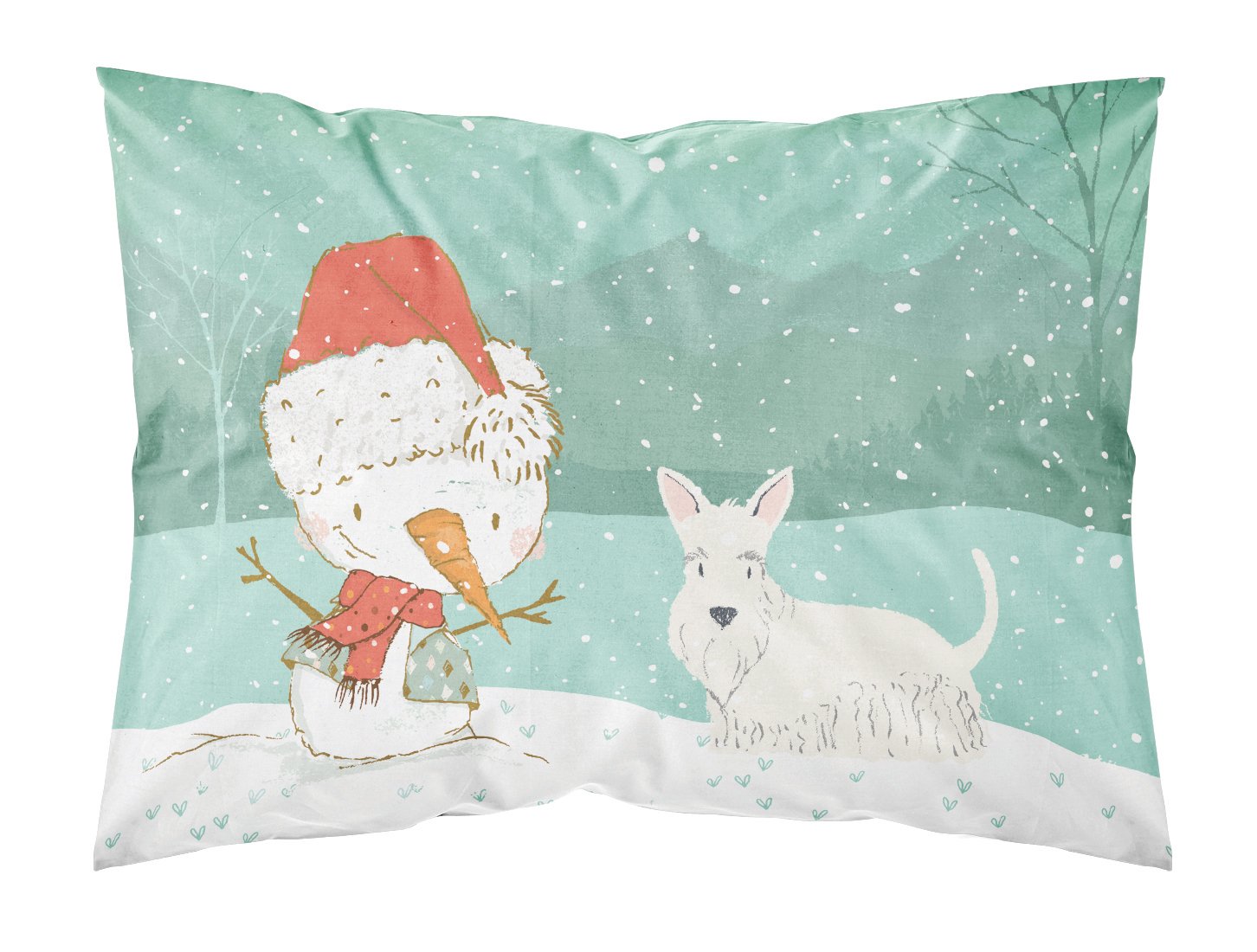 Wheaten Scottish Terrier Snowman Christmas Fabric Standard Pillowcase CK2069PILLOWCASE by Caroline's Treasures