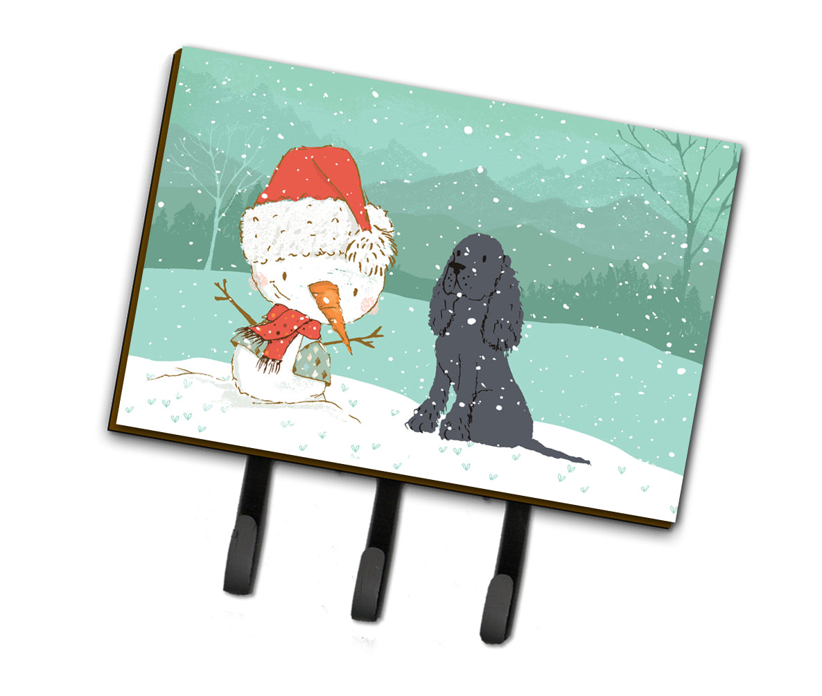 Black Spaniel Snowman Christmas Leash or Key Holder CK2070TH68
