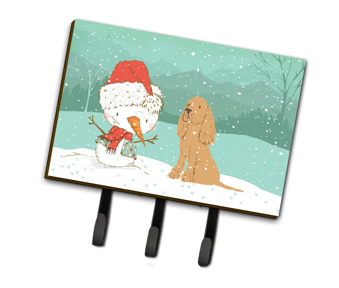 Tan Spaniel Snowman Christmas Leash or Key Holder CK2071TH68
