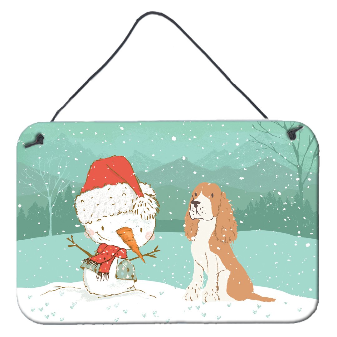 Red Spaniel Snowman Christmas Wall or Door Hanging Prints CK2072DS812 by Caroline's Treasures