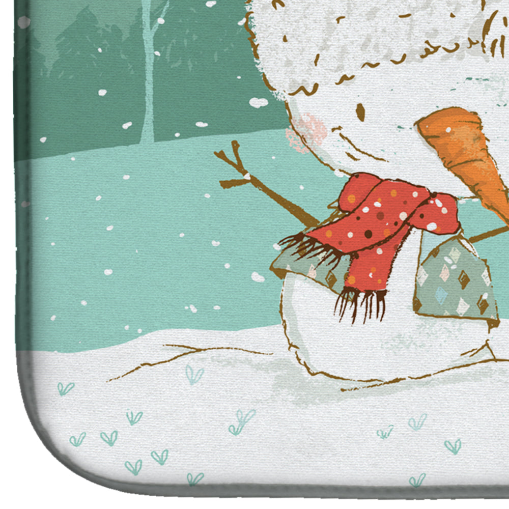 Brown English Springer Spaniel Snowman Christmas Dish Drying Mat CK2074DDM