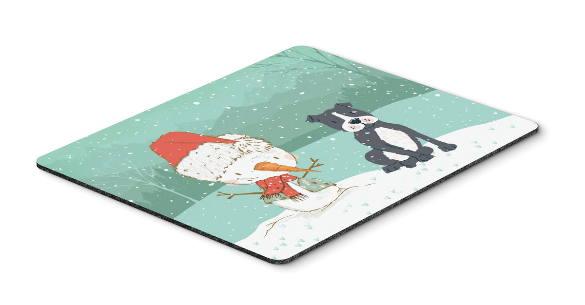 Black Staffie Snowman Christmas Mouse Pad, Hot Pad or Trivet CK2075MP by Caroline&#39;s Treasures