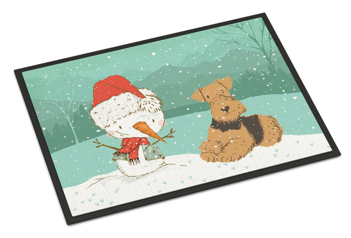 Airedale Terrier Snowman Christmas Indoor or Outdoor Mat 24x36 CK2078JMAT by Caroline&#39;s Treasures