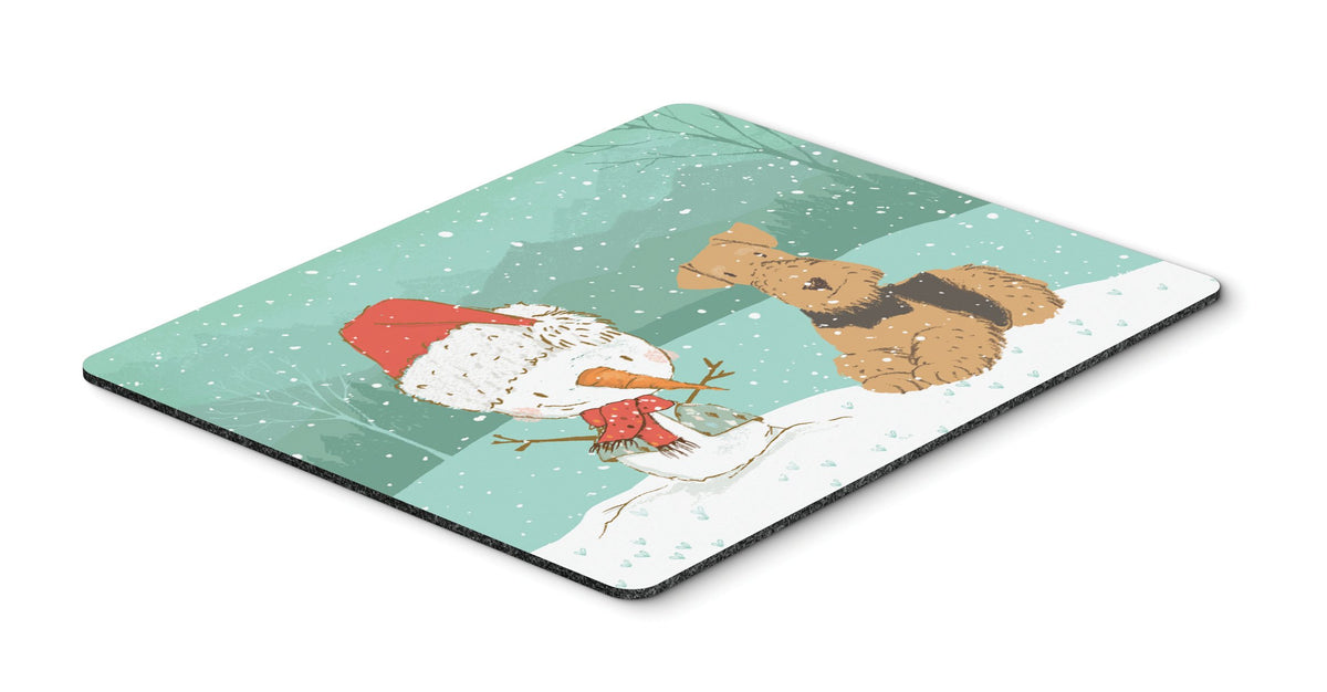 Airedale Terrier Snowman Christmas Mouse Pad, Hot Pad or Trivet CK2078MP by Caroline&#39;s Treasures