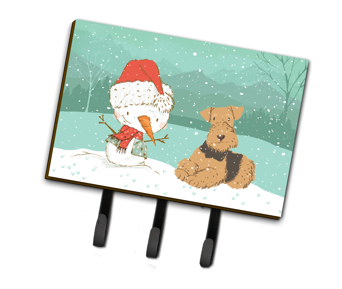 Airedale Terrier Snowman Christmas Leash or Key Holder CK2078TH68