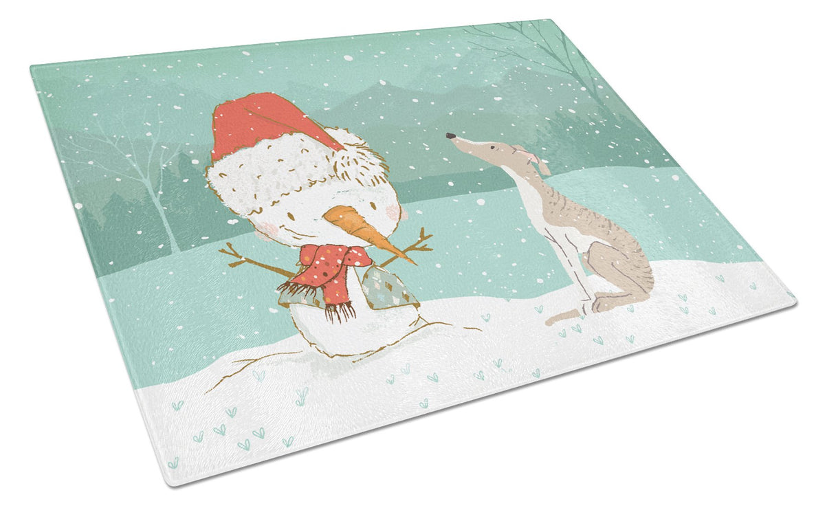 Whippet Snowman Christmas Glass Cutting Board Large CK2079LCB by Caroline&#39;s Treasures