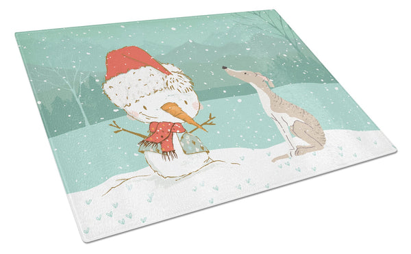 Whippet Snowman Christmas Glass Cutting Board Large CK2079LCB by Caroline's Treasures