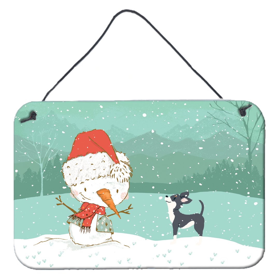Black Chihuahua Snowman Christmas Wall or Door Hanging Prints CK2080DS812 by Caroline&#39;s Treasures