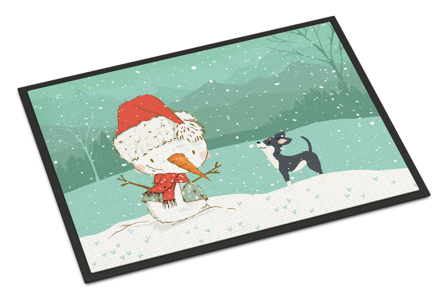 Black Chihuahua Snowman Christmas Indoor or Outdoor Mat 18x27 CK2080MAT - the-store.com