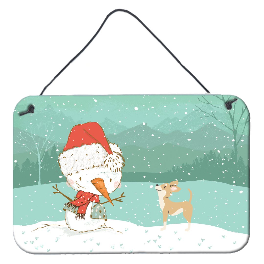 Tan Chihuahua Snowman Christmas Wall or Door Hanging Prints CK2081DS812 by Caroline&#39;s Treasures
