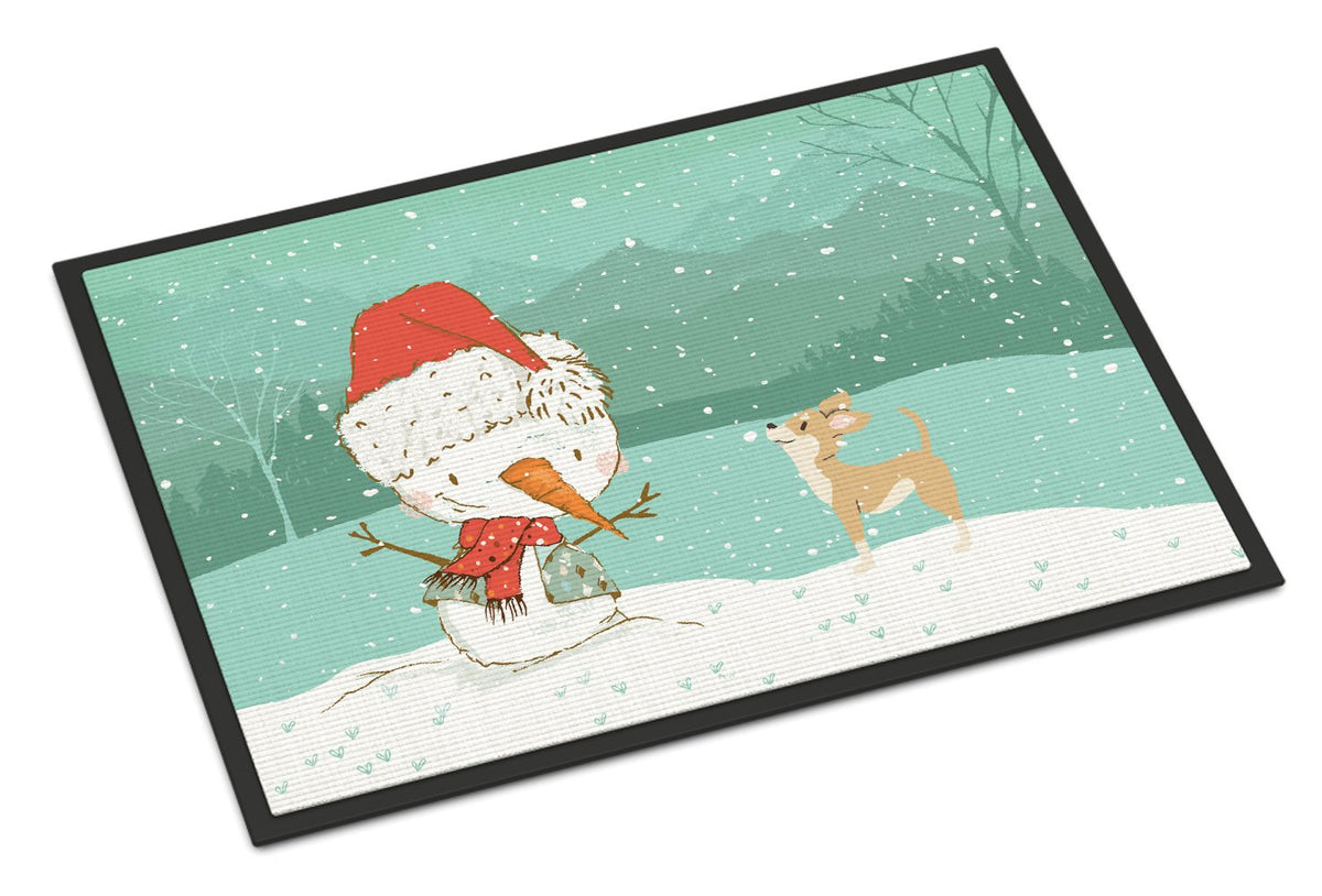 Tan Chihuahua Snowman Christmas Indoor or Outdoor Mat 24x36 CK2081JMAT by Caroline&#39;s Treasures