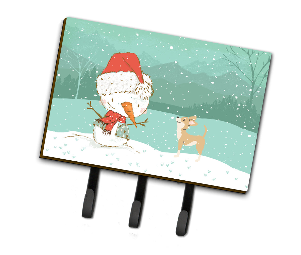 Tan Chihuahua Snowman Christmas Leash or Key Holder CK2081TH68