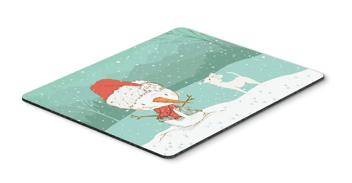 White Chihuahua Snowman Christmas Mouse Pad, Hot Pad or Trivet CK2082MP by Caroline&#39;s Treasures