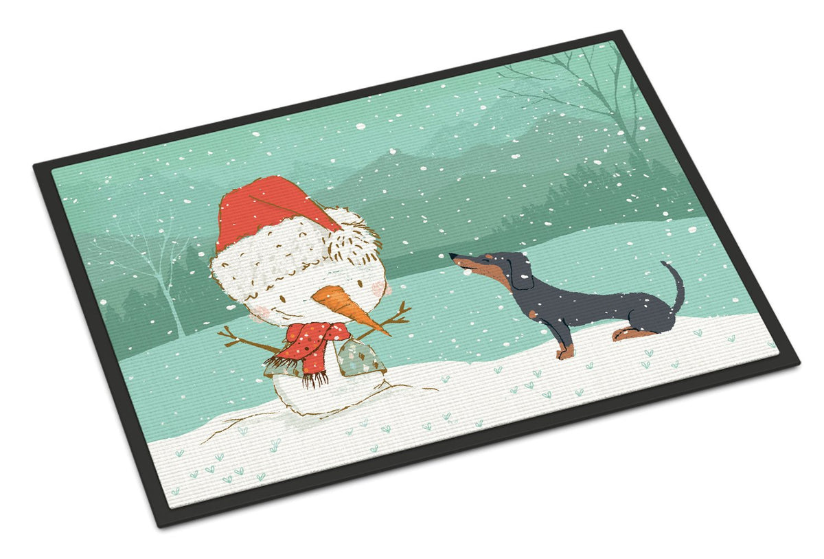 Black Tan Dachshund Snowman Christmas Indoor or Outdoor Mat 24x36 CK2083JMAT by Caroline&#39;s Treasures