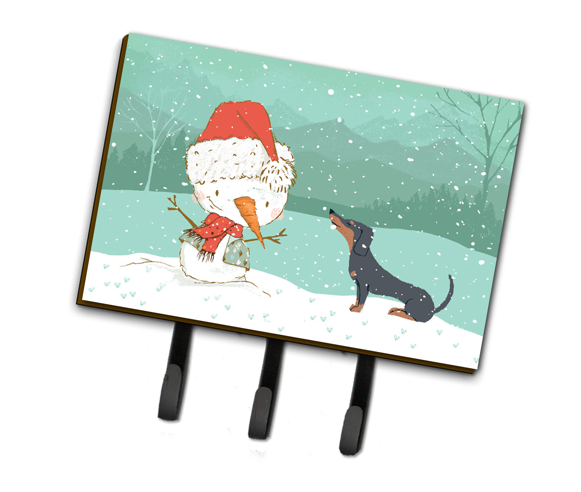Black Tan Dachshund Snowman Christmas Leash or Key Holder CK2083TH68