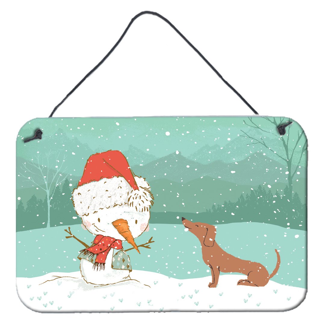Red Dachshund Snowman Christmas Wall or Door Hanging Prints CK2084DS812 by Caroline&#39;s Treasures