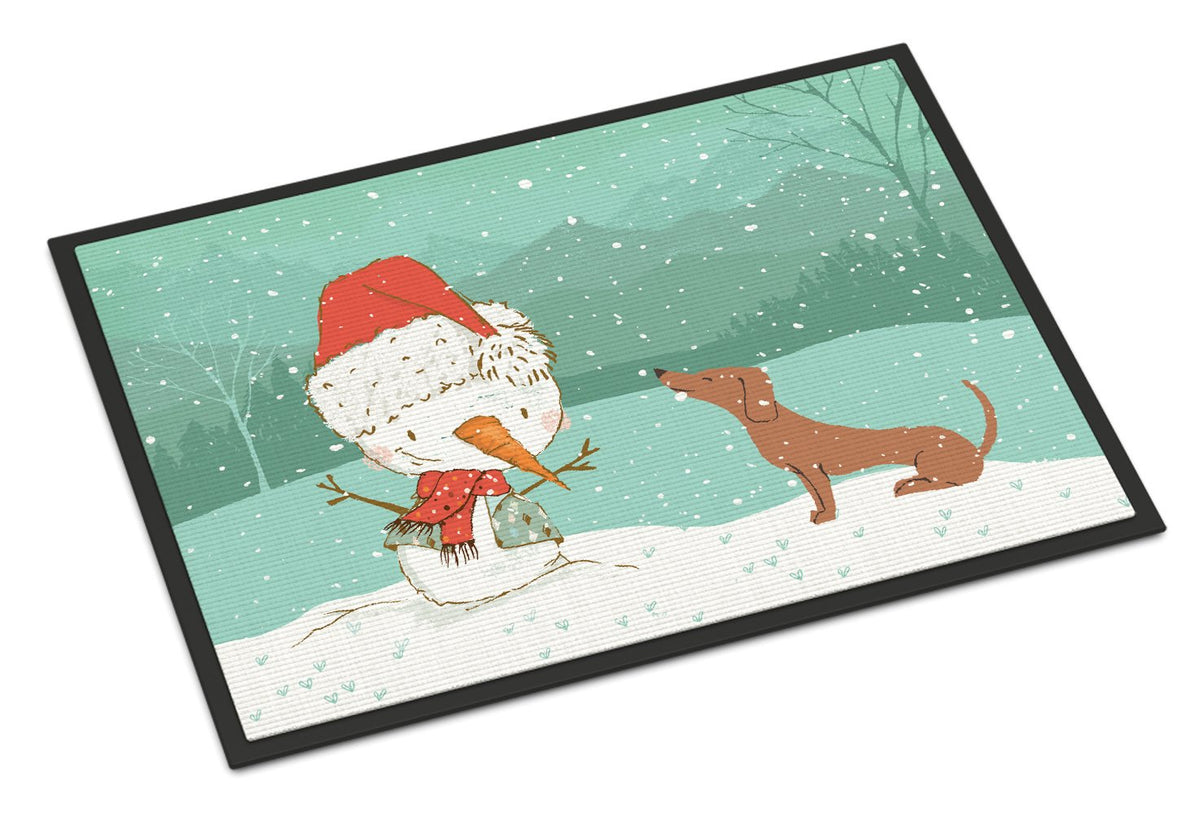 Red Dachshund Snowman Christmas Indoor or Outdoor Mat 24x36 CK2084JMAT by Caroline&#39;s Treasures