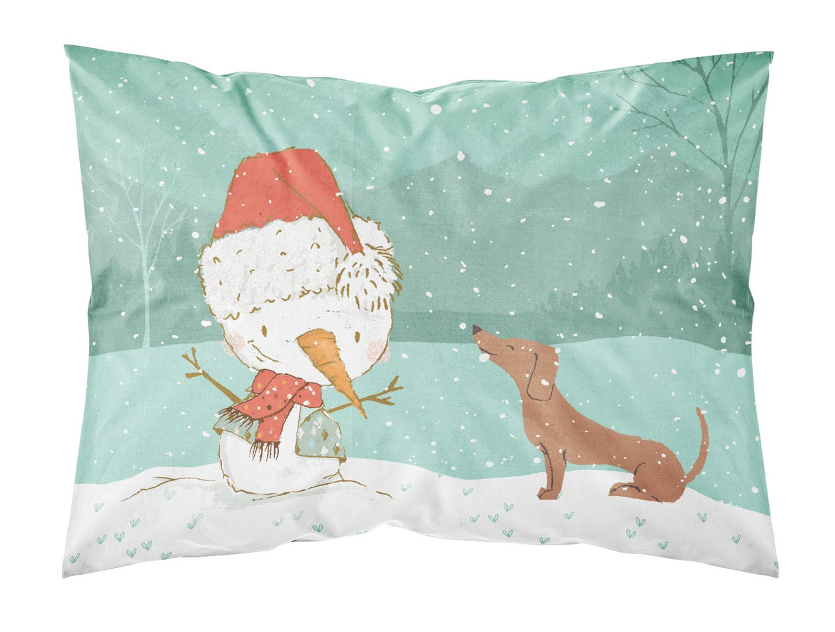 Red Dachshund Snowman Christmas Fabric Standard Pillowcase CK2084PILLOWCASE by Caroline&#39;s Treasures