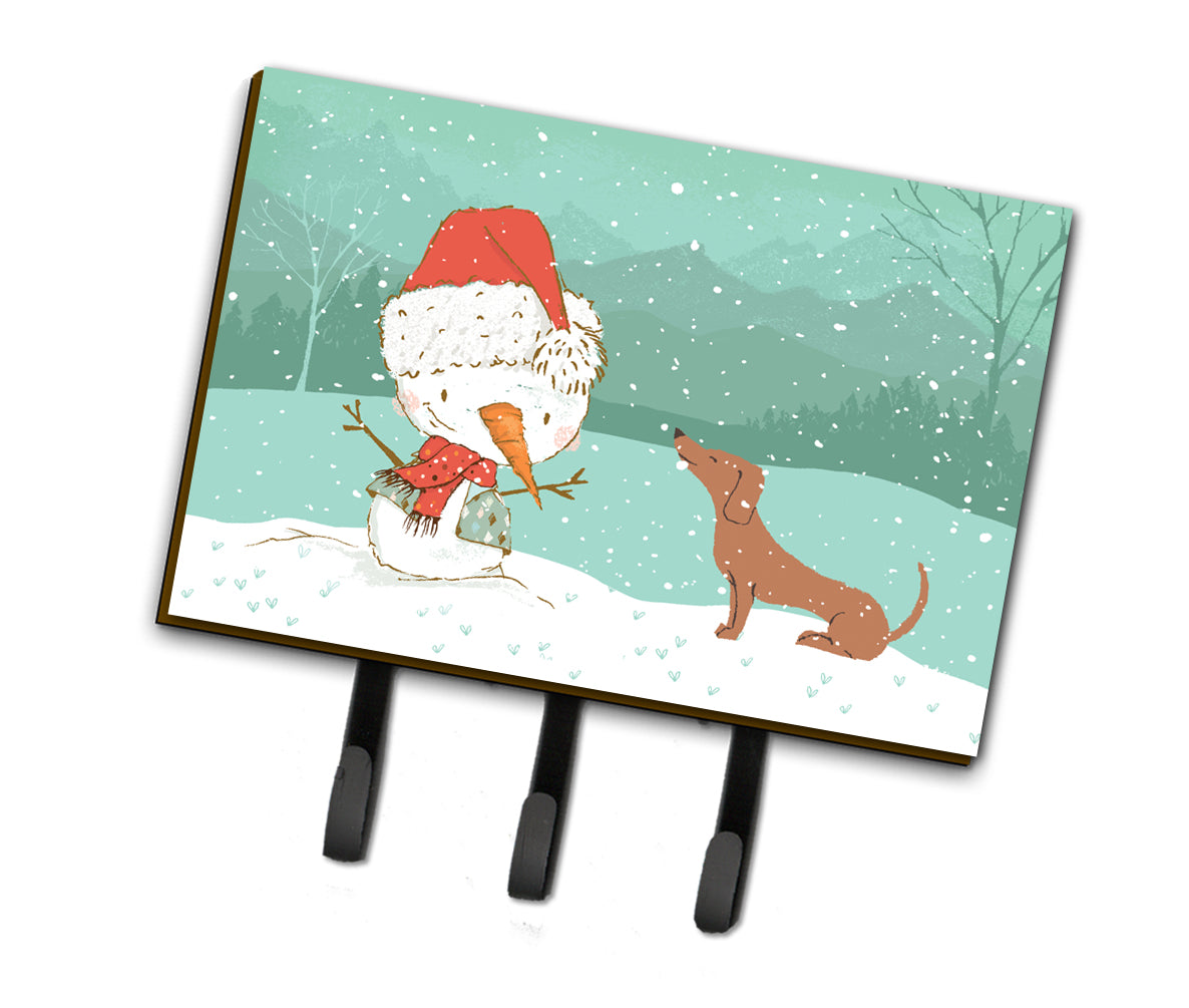 Red Dachshund Snowman Christmas Leash or Key Holder CK2084TH68