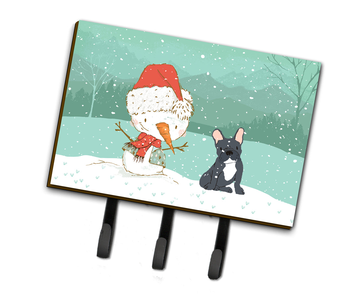 Black French Bulldog Snowman Christmas Leash or Key Holder CK2085TH68