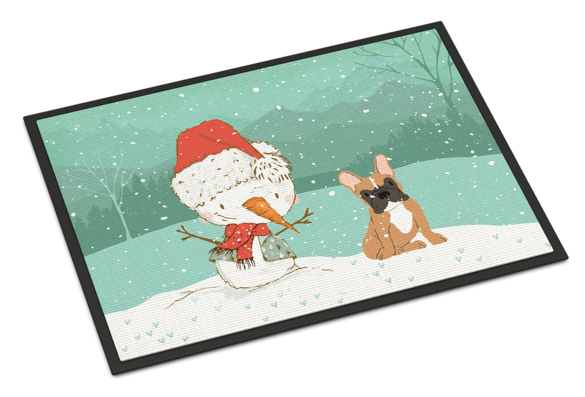 Fawn French Bulldog Snowman Christmas Indoor or Outdoor Mat 24x36 CK2086JMAT by Caroline&#39;s Treasures