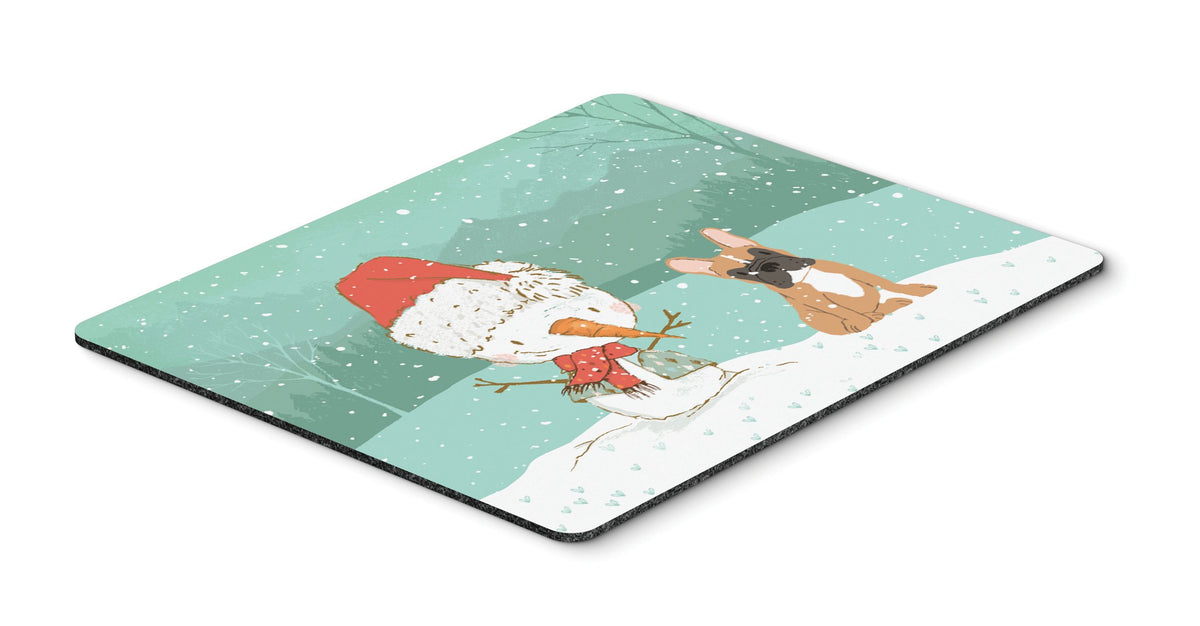 Fawn French Bulldog Snowman Christmas Mouse Pad, Hot Pad or Trivet CK2086MP by Caroline&#39;s Treasures
