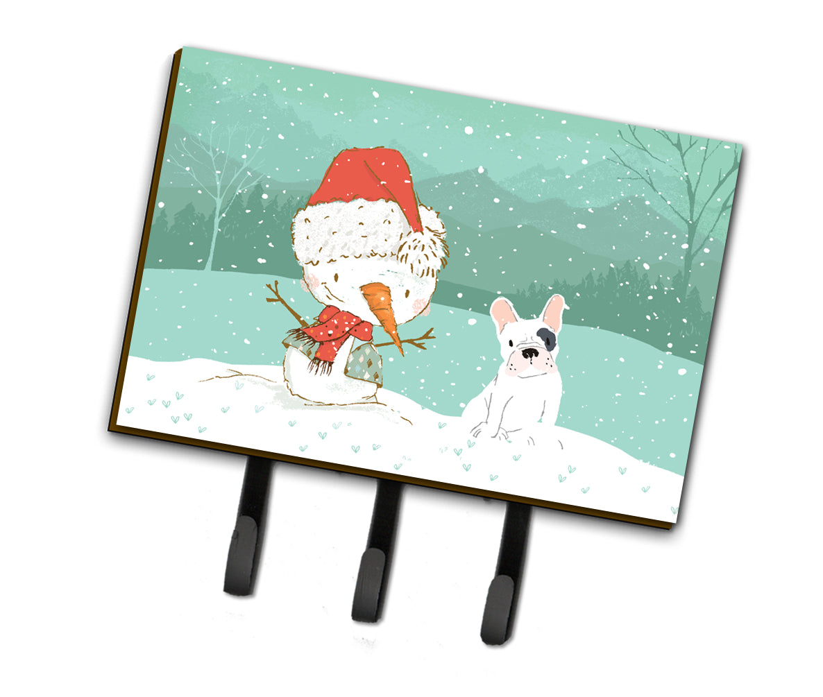 Piebald French Bulldog Snowman Christmas Leash or Key Holder CK2087TH68