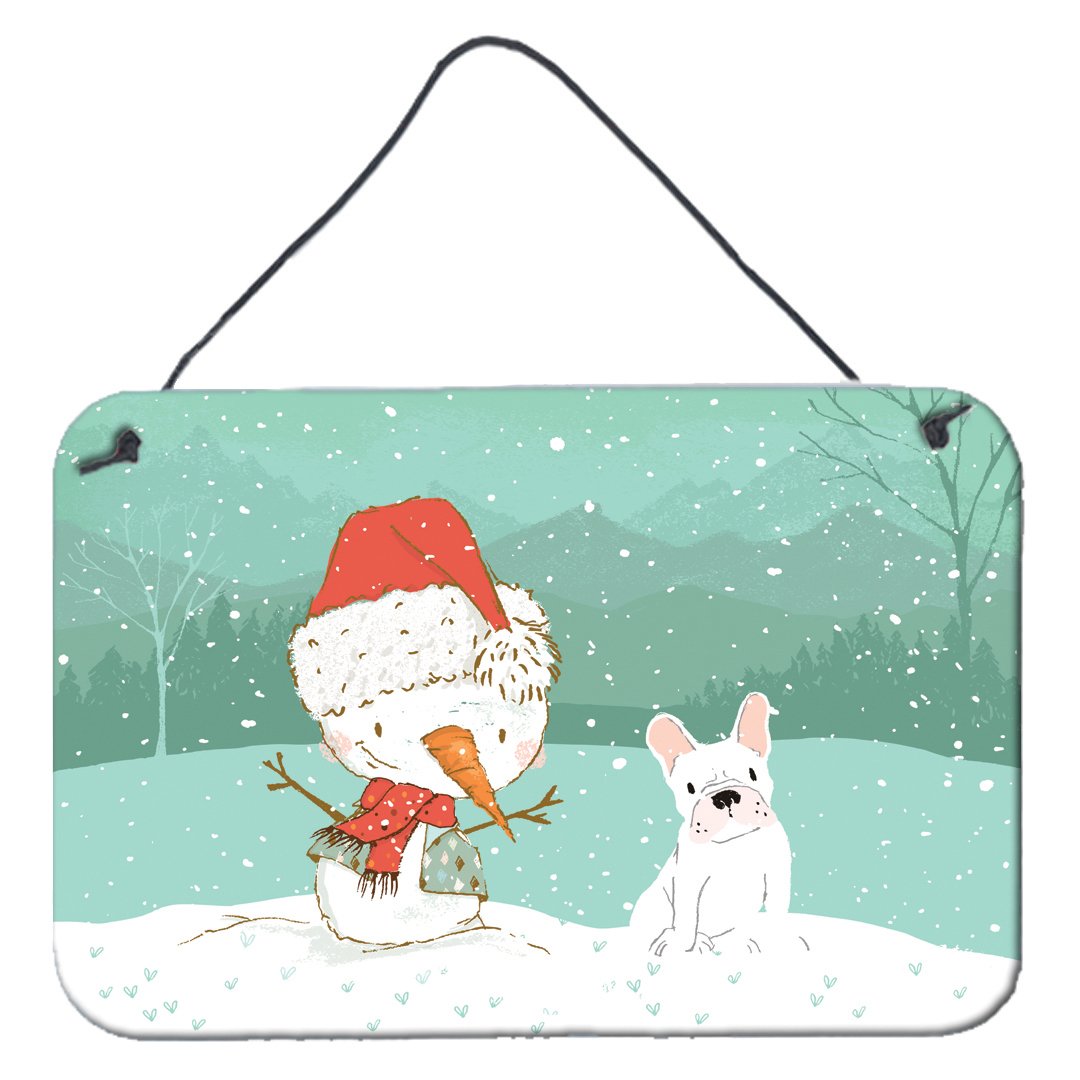 White French Bulldog Snowman Christmas Wall or Door Hanging Prints CK2088DS812 by Caroline&#39;s Treasures