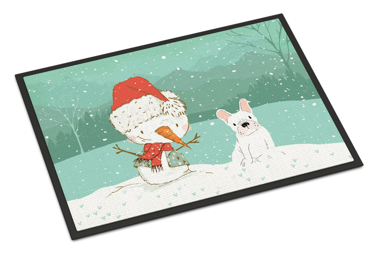 White French Bulldog Snowman Christmas Indoor or Outdoor Mat 24x36 CK2088JMAT by Caroline&#39;s Treasures