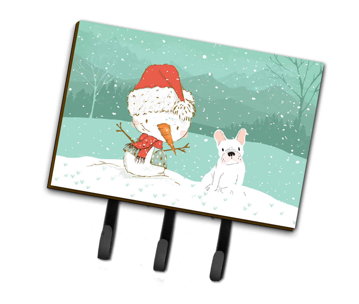 White French Bulldog Snowman Christmas Leash or Key Holder CK2088TH68