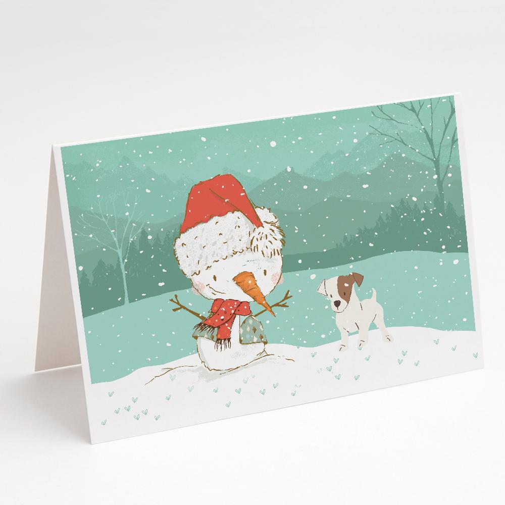 Buy this Jack Russell Terrier Snowman Christmas Greeting Cards and Envelopes Pack of 8