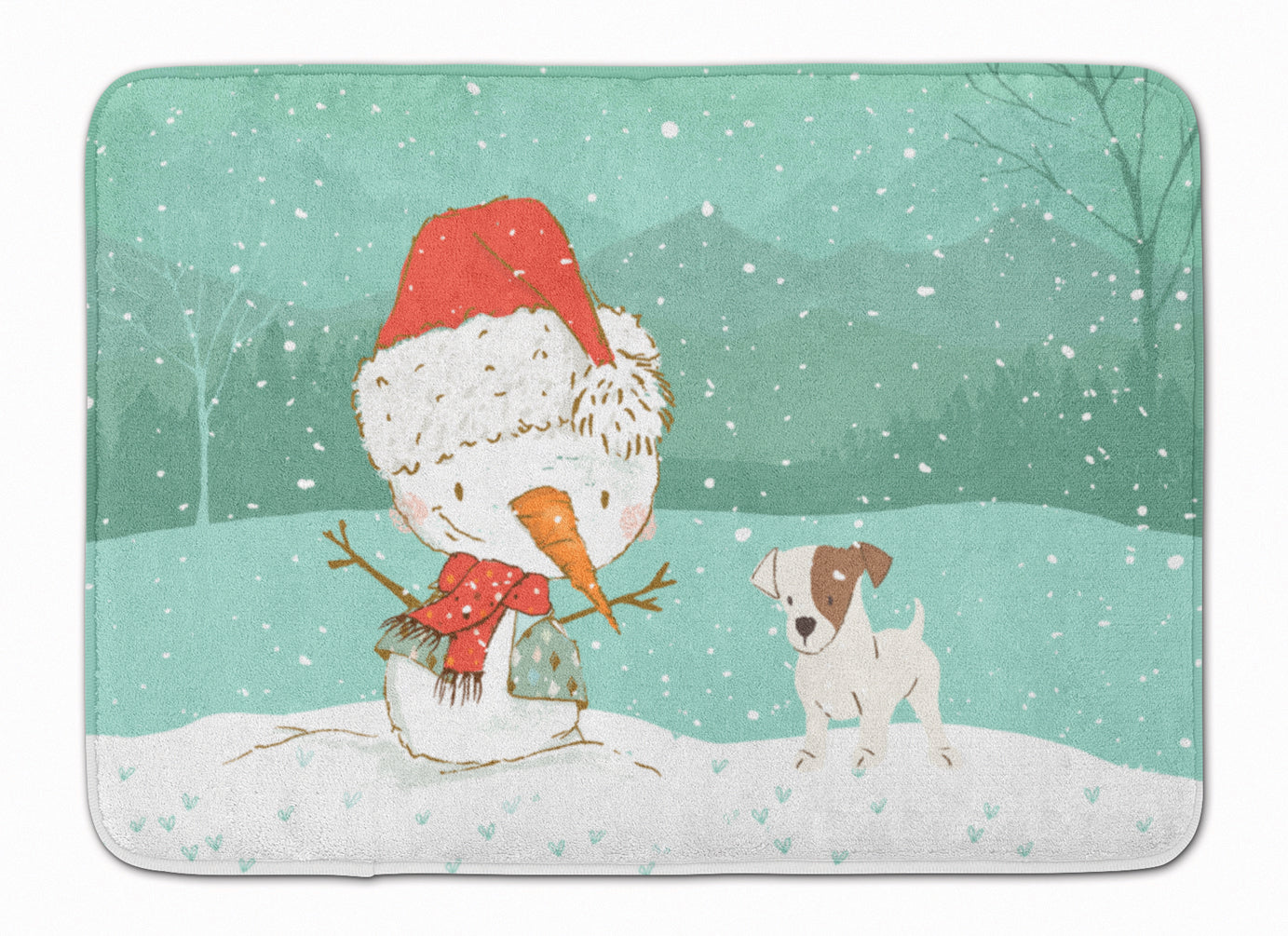 Jack Russell Terrier Snowman Christmas Machine Washable Memory Foam Mat CK2090RUG - the-store.com